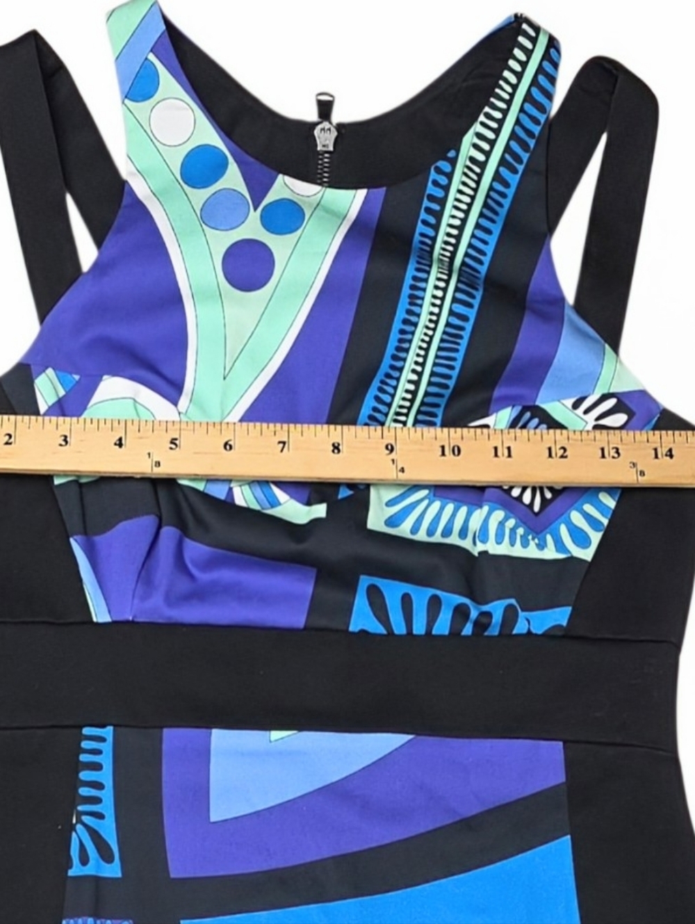 Emilio Pucci Blue Hues OpArt Geometric Mini Dress Size 8 with COA - Picture 4 of 14